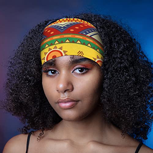 Censen 12 Pcs African Headbands for Women - Chiffon Knotted Assorted Bandeau Headbands Wide Yoga Elastic Hair Wraps - Hair Accessories for Girls Lady Running (Vivid)