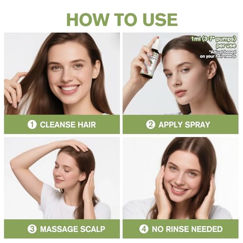 Rosemary Oil Hair Growth Spray, Thickening Hair & Scalp Serum, Nourishing Formula with Castor, Batana, Biotin for Hair Growth, Promotes Fuller Follicles for Women & Men – All Hair Types (2 Oz, 1 Pack)