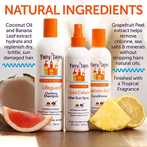 Fairy Tales Swim Shampoo for Kids - 12 oz - Made with Natural Ingredients in the USA - Chlorine Removal Swimmer Shampoo for Kids, No Parabens, Sulfates, or Synthetic dyes - 2 Pack