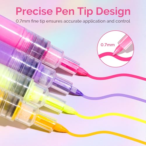 MelodySusie Nail Art Pens Set, 12 Colors 0.7MM Nail Polish Pens for Nail Art, Nail Dotting Tool, Acrylic Paint Markers, Drawing Pen for Nail Design, Manicure Nail Pens for Salon and DIY at Home