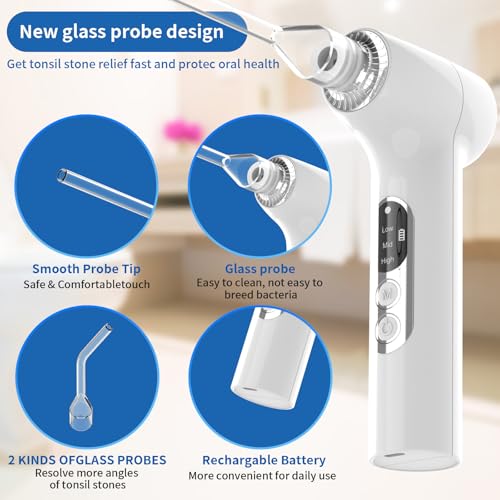 Upgraded Electronic Tonsil Stone Remover，10 in 1 Tonsil Stone Removal Kit，Tonsil Stone Vacuum with Built-in Blue Light，Easy to Use, Fight Bad Breath, Instant Suction