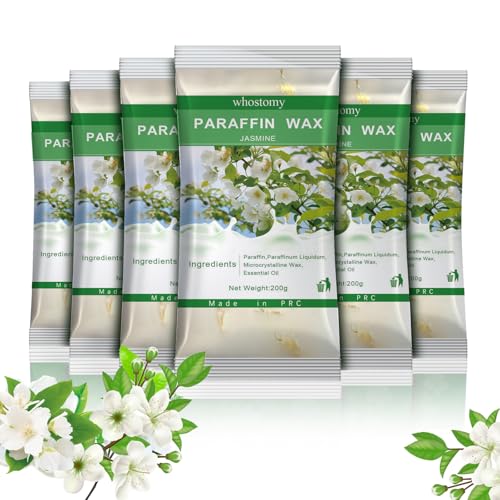 Paraffin Wax Refills, 6 PackParaffin Wax for Hands and Feet, Hot Melt Paraffin Wax Blocks for Paraffin Bath, Jasmine Scent + Dry Flowers, Relieves Muscle Fatigue Nourishes Dry Skin