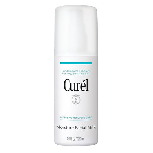 Curel Japanese Skin Care Moisture Facial Milk Moisturizer, Daily Face Lotion for Dry Sensitive Skin, pH Balanced, Unscented Advanced Ceramide Care Face Cream without Drying Alcohols, 4 Oz