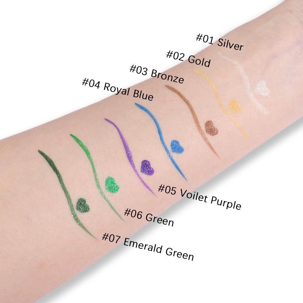 evpct 1Pcs Royal Blue Glitter Liquid Eyeliner Makeup, Light Blue Metallic Shimmer Eyeliner Liquid Eye Liner Eyeshadow Pencil Face Gems Glitter Facepaint Makeup, Blue Eyelashes Mascara hair Accessories