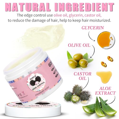 Edge Control Wax for Women Strong Hold - Edge Smoother Edge Wax Styling Tamer Edge Control Wax for Black Hair - Rose & Castor Hair Oil for Hair Growth Strengthening Hair Oil Briad Bonnet Brush Set