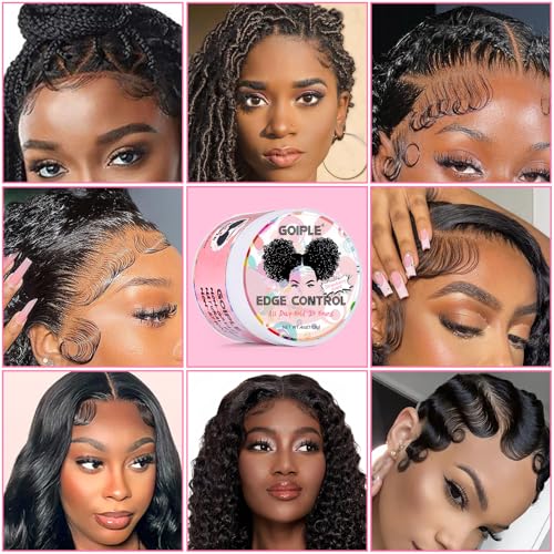 Edge Control Wax for Women Strong Hold - Edge Smoother Edge Wax Styling Tamer Edge Control Wax for Black Hair - Rose & Castor Hair Oil for Hair Growth Strengthening Hair Oil Briad Bonnet Brush Set