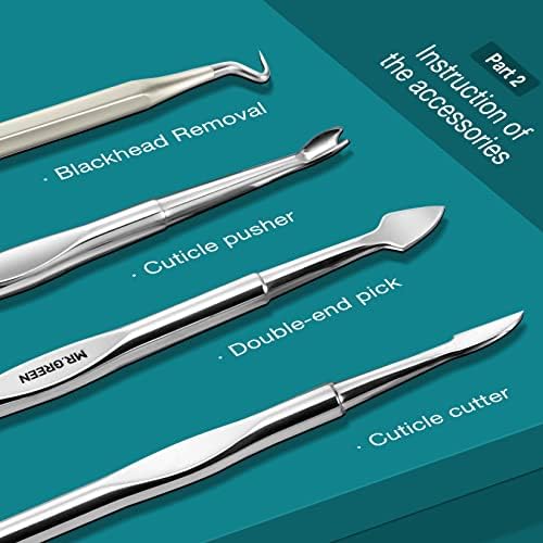 MR.GREEN Manicure Set 12 in 1 Full Function Nail Clippers Personal Care Tool Kits Stainless Steel Pedicure Sets with Leather Case Idea Gift (12Pcs Set) Brown