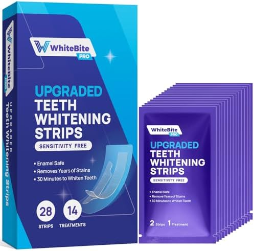 Whitebite Pro Upgraded Teeth Whitening Strips 28 Strips (14 Treatments) | Enamel-Safe | Deep Stains Removal | Non-Slip Design | Whitening Without Any Harm | Mint