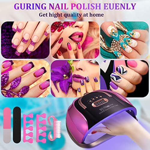 UV LED Nail Light, 256W High Power Gel Light, 4 Timer Settings and Professional Manicure Lamp with Automatic Sensor (Comes with 9 Free Gifts)