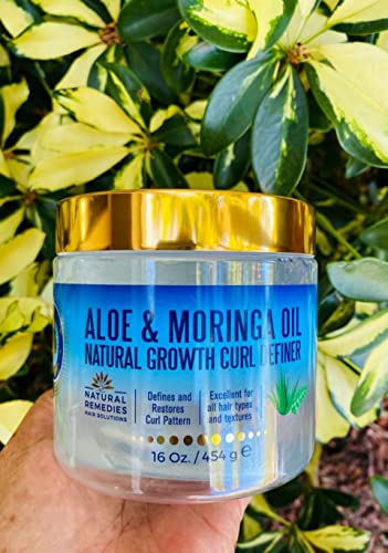 Nefertiti's Secrets Natural Growth Curl Definer | Aloe Vera and Moringa Oil for Hair Growth & Moisture | Strong Hold | Frizz Controller | Curly Hair Products for Women | 8 oz / 237 mL