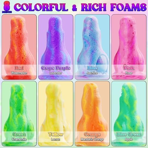 Magic Bath Bomb Powder - 8 Colorful Foams & Bubbles Fizzier Fun, Fragrance Bubble Color Potions for Kids, Scientific Bathing Time Buddy, Fun & Educational - 17.6OZ