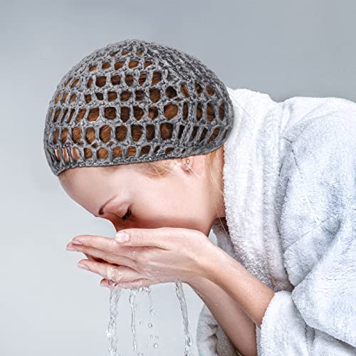 9 Pieces Mesh Crochet Hair Net Rayon Knit Snood Hat Thick Short Women Hairnet Snoods Cover Ornament for Sleeping (Black, Gray)