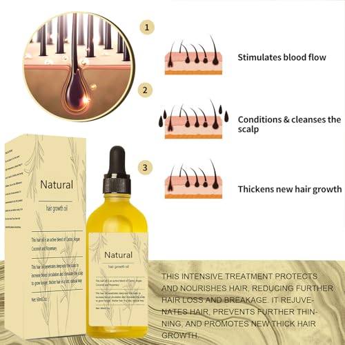 Natural Hair Growth Oil,2 Pcs Rosemary Oil for Vegan Hair Growth Organic for Dry Damaged Hair and Growth