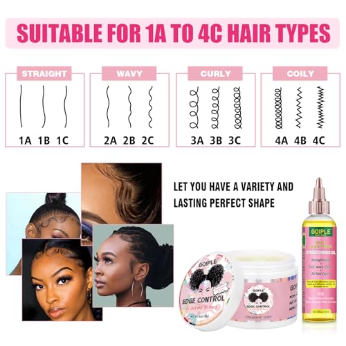 Edge Control Wax for Women Strong Hold - Edge Smoother Edge Wax Styling Tamer Edge Control Wax for Black Hair - Rose & Castor Hair Oil for Hair Growth Strengthening Hair Oil Briad Bonnet Brush Set