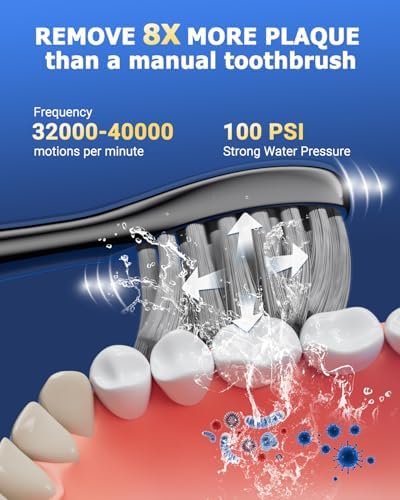 Electric Toothbrush with Water Flosser Combo, Professional Flossing Toothbrush for Teeth Cleaning and Flossing, 3 Modes & 5 Floss Speed, Rechargeable Toothbrush for Adults
