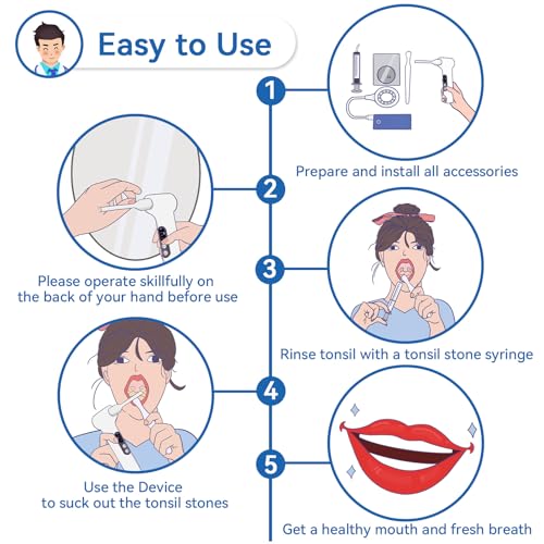Upgraded Electronic Tonsil Stone Remover，10 in 1 Tonsil Stone Removal Kit，Tonsil Stone Vacuum with Built-in Blue Light，Easy to Use, Fight Bad Breath, Instant Suction