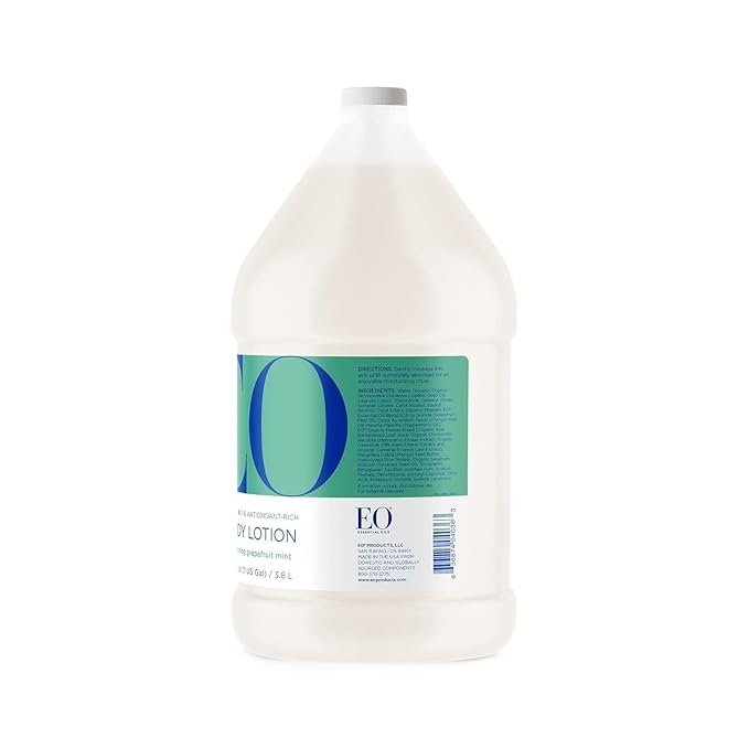 EO Body Lotion Refill, 1 Gallon, Grapefruit and Mint, Organic Plant-Based, Botanical Extracts, Vitamin E with Pure Essential Oils