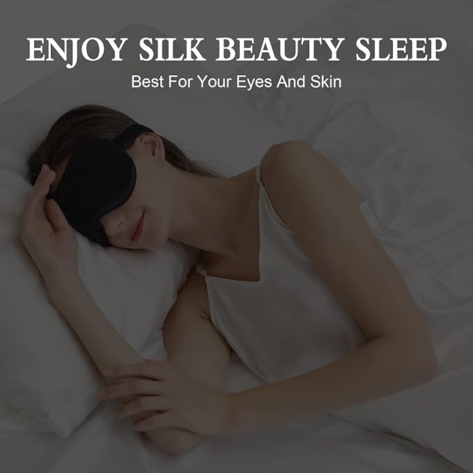 ZIMASILK Adjustable 22 Momme 100% Pure Mulberry Silk Sleep Mask, 3D Contoured Cup Eye Mask for Sleeping, Super Soft Breathable Blindfold, Perfectly Blocks Light for Sleeping. (Gray Purple)