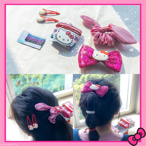 Hello Kitty - Townley Girl Train Case Cosmetic Makeup Set Includes Lip Gloss, Eye Shimmer, Nail Polish, Hair Accessories & More! For Girls, Ages 6+ Perfect for Parties & Makeovers