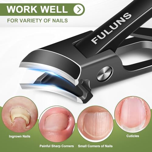 Toenail Clippers for Men Thick Nails,Slanted Curved Ingrown Nail Clippers for Seniors Heavy Duty Toe Nail Clippers with Wide Jaw Opening Fingernail Clippers Nail Cutter with Long Handle for Women