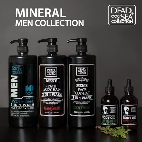 Dead Sea Collection Bath Salts for Men with Sandalwood Oil - Muscle Recovery Bath Soak – Mens Pure Dead Sea Salt for Soothing and Relaxing - 37 Oz