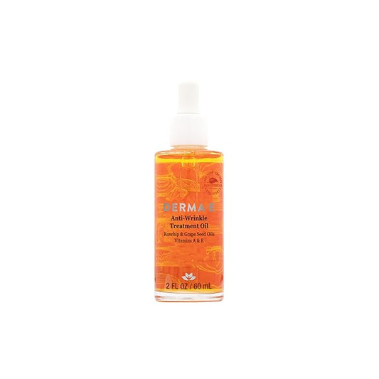 DERMA E Anti-Wrinkle Treatment Oil – Anti-Aging Face Oil with Vitamin A and Vitamin E – Fragrance Free Face and Neck Moisturizer for Youthful, Vibrant Skin, 2 oz