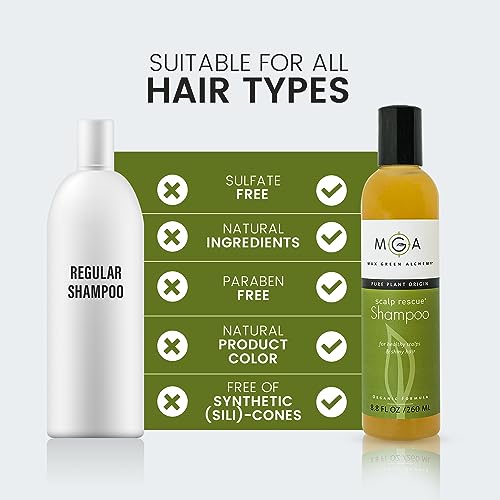 MGA Vegan Hair Shampoo - Organic Formula for All Types of Hair | With Natural Herbal Scent for Men & Women | Parabens Silicone & Sulfate Free Dandruff Shampoo Provides Frizz control | 8.8 Fluid Ounce