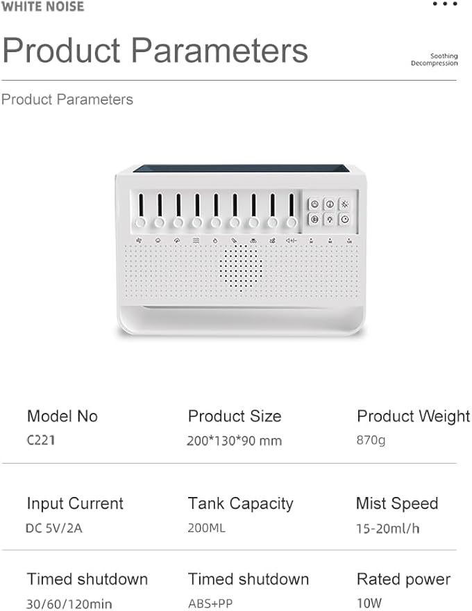 Customized White Noise Sleep Speaker, Nature's Tuner 8 Sounds from Nature, Bluetooth Wireless Speaker for Travel, Portable Noise Machines for Sleeping with Night Lights and humidifier, Timers