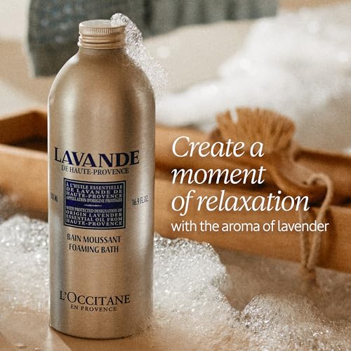 L'OCCITANE Foaming Bath: Relaxing Lavender, Comforting Shea, Beautifying Almond Milk, Citrusy Verbena, Cleansing Bubble Bath, 16.9 Fl. Oz