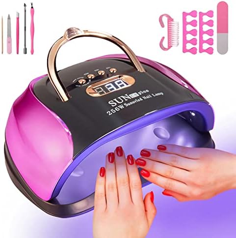 UV LED Nail Light, 256W High Power Gel Light, 4 Timer Settings and Professional Manicure Lamp with Automatic Sensor (Comes with 9 Free Gifts)