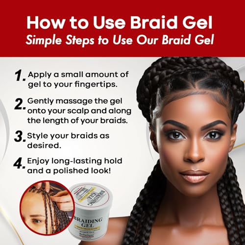 Professional Braiding Gel Maximum Hold (17.63 Oz) for Natural, Relaxed, Dry, Dull, & Brittle Hair - No Flaking, No Whitening, Fast Drying, High Shine, - Lasts Up to 48 Hrs