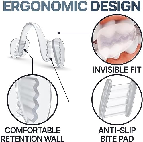 Mouth Guard for Grinding and Clenching Teeth at Night, Sleep Night Guard, Grinding Protection, Clenching Protection, Teeth Bruxism Mouth Piece with Travel Hygiene Case (2set) (1set)