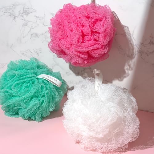 EcoTools Exfoliating EcoPouf, Shower Loofah Scrubs & Cleanses, Pouf with Recycled Netting, Exfoliation Removes Dead Skin, Eco-Friendly Bath Accessory, Cruelty-Free, Color May Vary, 6 Count (60g)