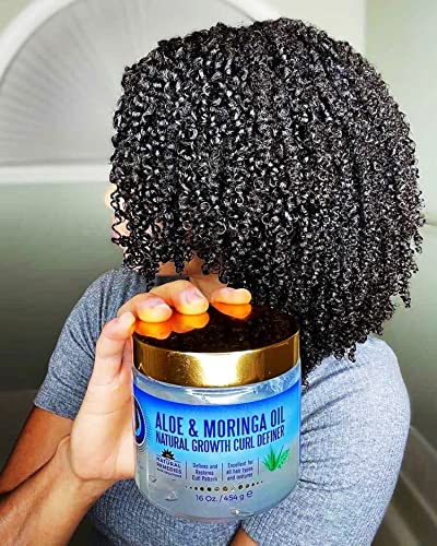 Nefertiti's Secrets Natural Growth Curl Definer | Aloe Vera and Moringa Oil for Hair Growth & Moisture | Strong Hold | Frizz Controller | Curly Hair Products for Women | 8 oz / 237 mL