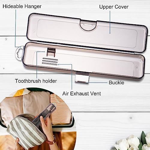 Yeeco Toothbrush Case 4 Pack, Transparent Black Toothbrush Travel Case, Plastic Toothbrush Holder Travel Size, 7.87 x 1.85 x 1.18 inches Portable Toothbrush Case for Traveling