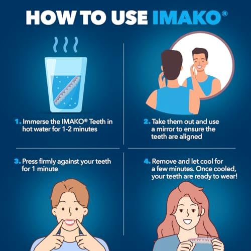 Imako Premium Cosmetic Uppers - 1 Pack - Large, Bleached White - Custom Fit at Home, DIY Smile Makeover, Made in USA