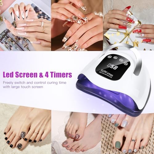 Wisdompark 320W UV LED Nail Lamp, Nail Dryer for Gel Polish with 72Pcs Lamp Beads and Automatic Sensor/4 Timer Setting Professional Nail Art Tools (Black)