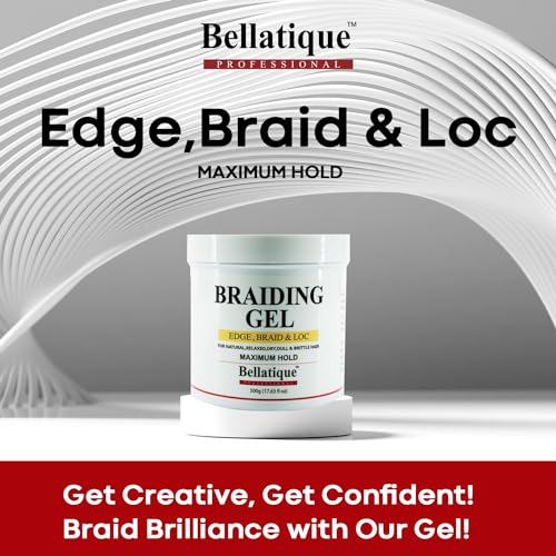 Professional Braiding Gel Maximum Hold (17.63 Oz) for Natural, Relaxed, Dry, Dull, & Brittle Hair - No Flaking, No Whitening, Fast Drying, High Shine, - Lasts Up to 48 Hrs