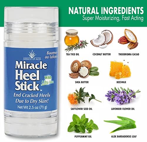 Heel Balm for Dry Cracked Feet - Miracle Heel Stick for Cracked Heel Repair - Heel Balm Stick for Cracked Heel Treatment - Formulated with Pure Aloe Vera, Tea Tree Oil, Shea & Cocoa Butters | 2.5 oz