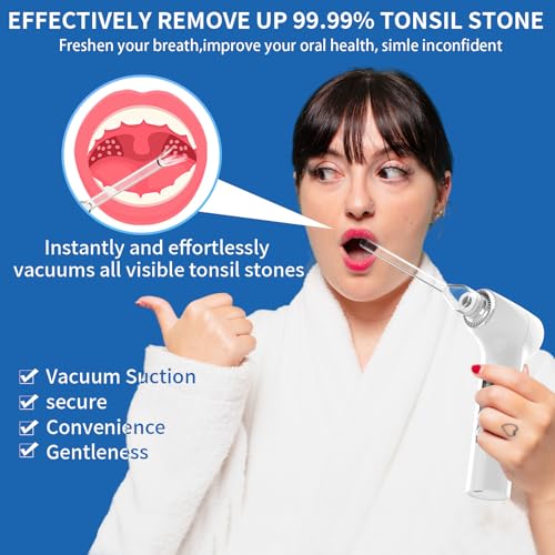 Upgraded Electronic Tonsil Stone Remover，10 in 1 Tonsil Stone Removal Kit，Tonsil Stone Vacuum with Built-in Blue Light，Easy to Use, Fight Bad Breath, Instant Suction