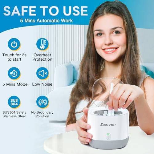 Ultrasonic Retainer Cleaner 45kHz, 250ML Portable Jewelry Cleaner, Professional Retainer Cleaner Machine for Denture, Mouth Guard, Aligner