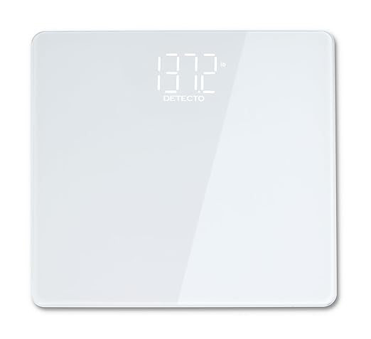DETECTO Digital Bathroom Scale, Hidden Display When Off, Highly Accurate, Wide Platform, Easy-to-Read Display, 450 lb High Capacity, Includes Batteries