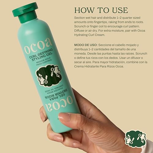 OCOA Beauty Curl Defining Styling Gel with Flaxseed, Mango Butter & Hibiscus - Hydrates, Defines, and Controls Frizz for Soft, Touchable Curls, 8 oz