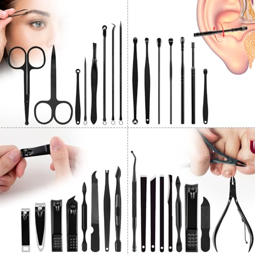 Manicure Set 32pcs Professional Nail Clippers Kit Pedicure Care Tools-Stainless Steel Grooming Tools for Travel
