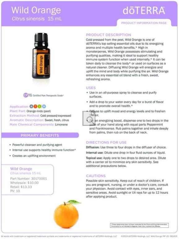 doTERRA Wild Orange Essential Oil - 15 mL, Pack of 1
