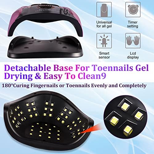 UV LED Nail Light, 256W High Power Gel Light, 4 Timer Settings and Professional Manicure Lamp with Automatic Sensor (Comes with 9 Free Gifts)