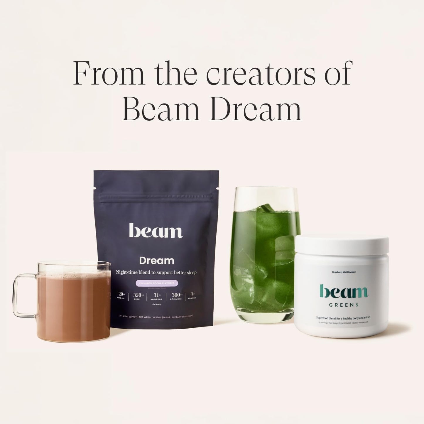 Beam Greens Powder, Superfood Supplement for Gut Health, Vegan Organic Blend with Ashwagandha, Vitamin C, B12, B6, D, Non-GMO Daily Detox & Immune Support, Strawberry Kiwi Flavor - 30 Servings