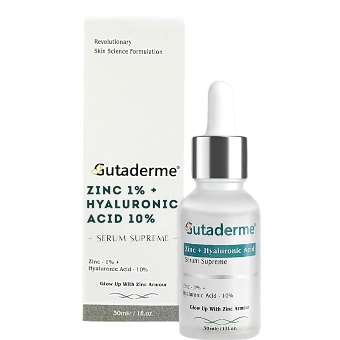 Zinc 1% + Hyaluronic Acid 10% - Advanced Anti-Aging Serum for Face -Balance Oily Skin, Minimizes Pores & Smooths Fine Lines - Deep Hydration Serum for All Skin Types - 1 Fl Oz