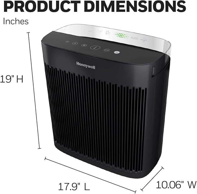 Honeywell InSight Series HEPA Air Purifier for Home, Extra-Large Rooms, includes Air Quality Monitor, Reduces Allergens, Smoke, Wildfire Smoke, Dust, Pollen, Pet Dander and More, Black, HPA5300B