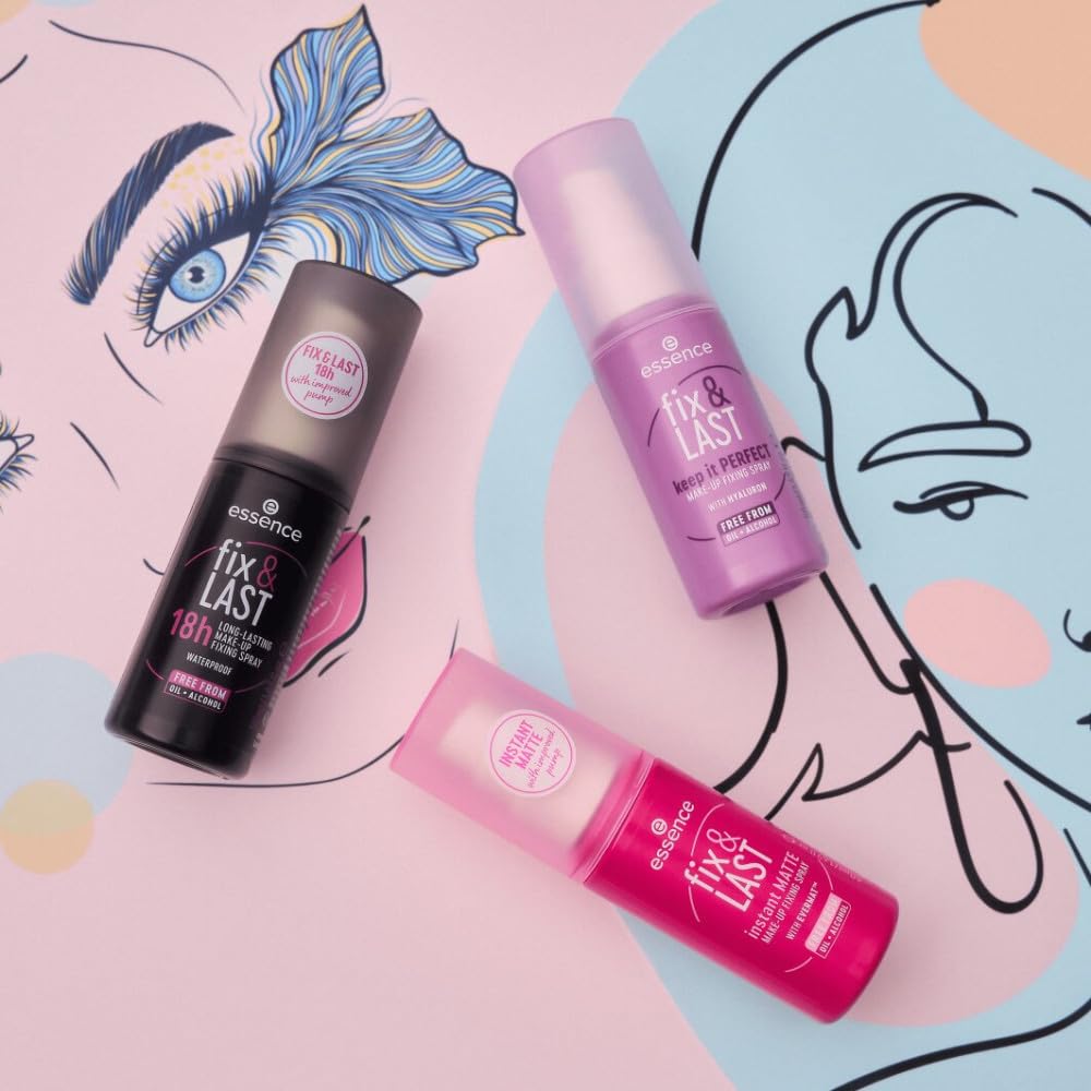 essence | Fix & Last 18H Long-Lasting Makeup Fixing Spray | All-Day Hold & Smudge Proof | Vegan & Cruelty Free